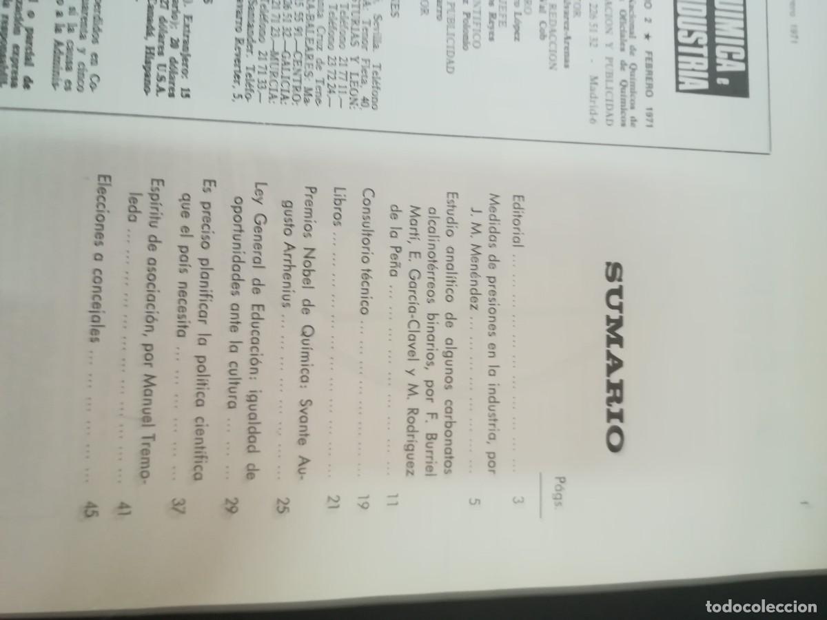 Libros de segunda mano de ciencias: QUIMICA E INDUSTRIA, REVISTA / NUMERO 2 DE 1971 / AQ902 - Foto 4