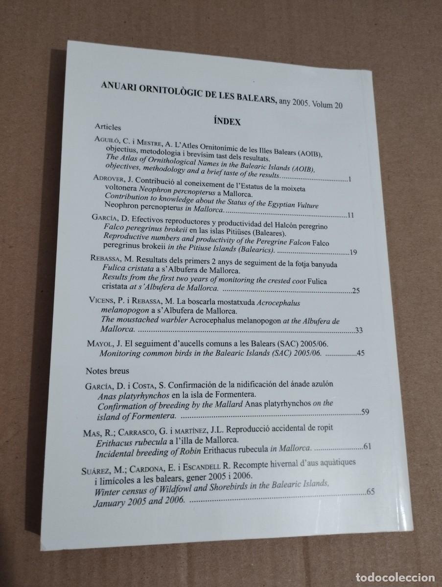 Libros de segunda mano: ANUARI ORNITOL&Ograve;GIC DE LES BALEARS, ANY 2005. VOLUM 20 - Foto 12