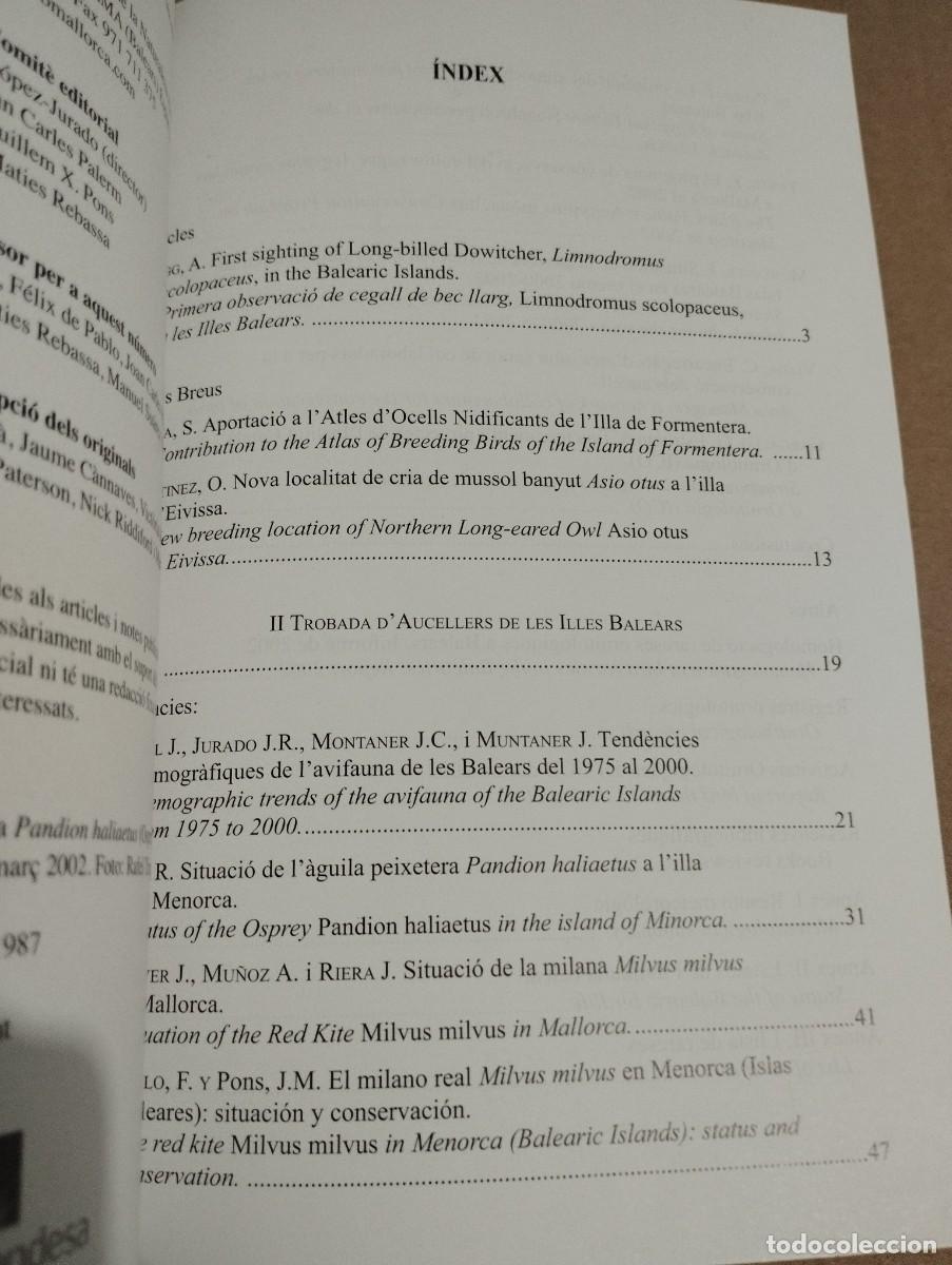 Libros de segunda mano: ANUARI ORNITOL&Ograve;GIC DE LES BALEARS, ANY 2002. VOLUM 17 - Foto 7