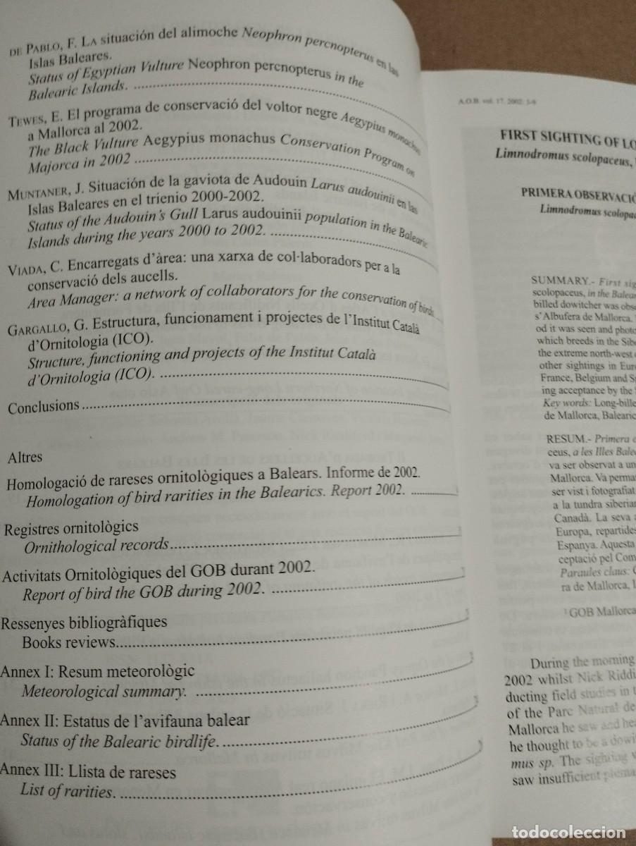 Libros de segunda mano: ANUARI ORNITOL&Ograve;GIC DE LES BALEARS, ANY 2002. VOLUM 17 - Foto 8