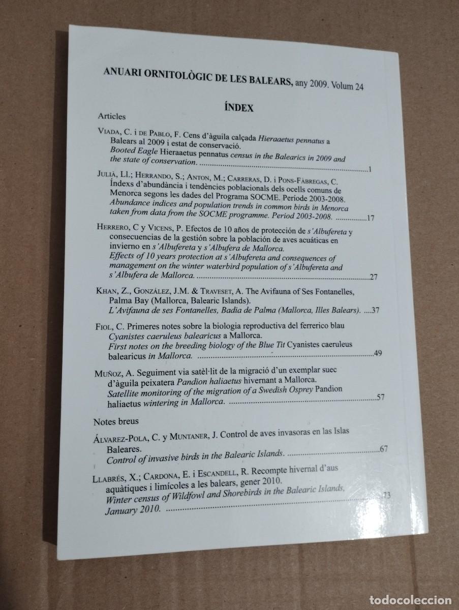 Libros de segunda mano: ANUARI ORNITOL&Ograve;GIC DE LES BALEARS, ANY 2009. VOLUM 24 - Foto 9