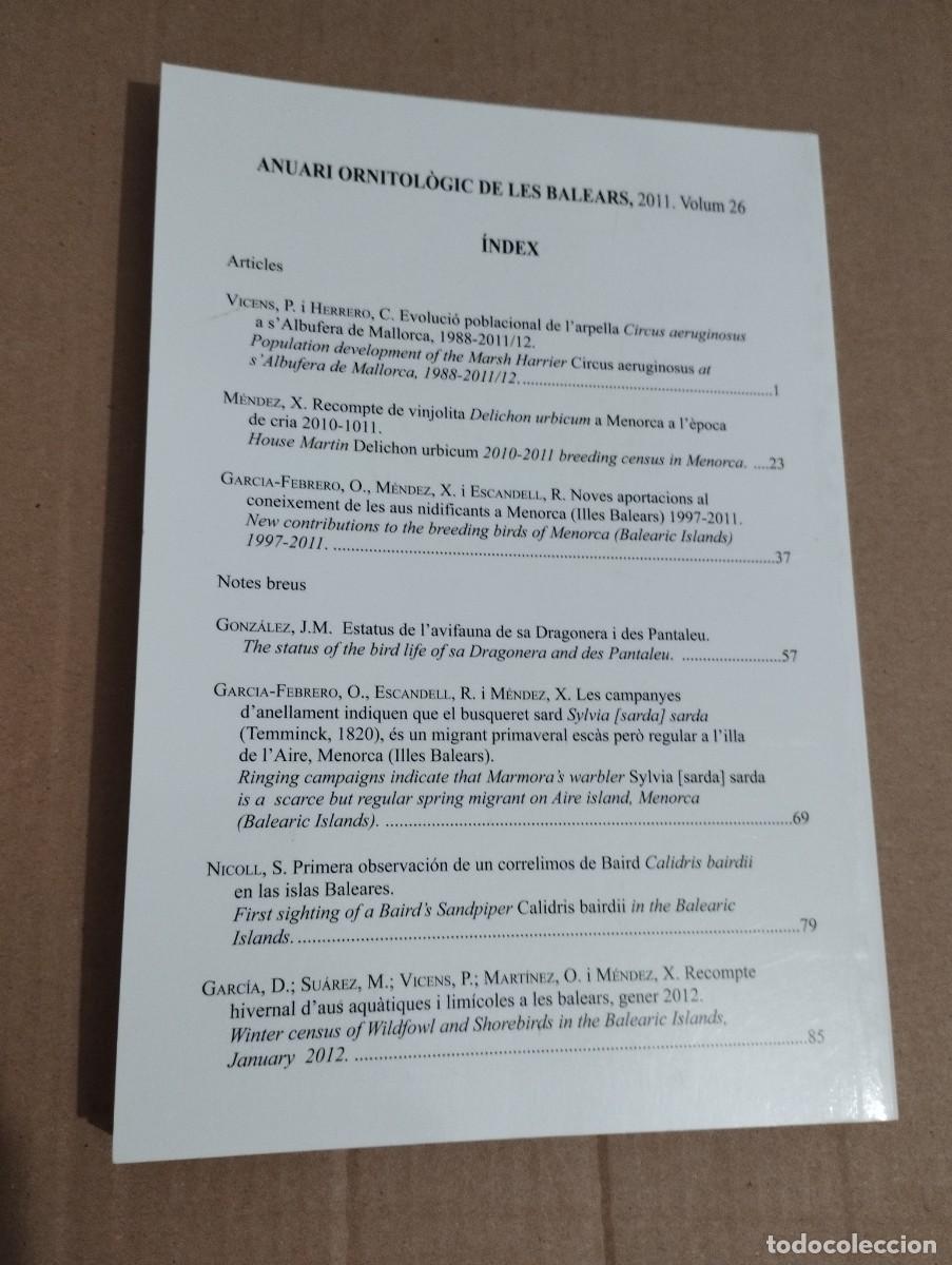Libros de segunda mano: ANUARI ORNITOL&Ograve;GIC DE LES BALEARS, ANY 2011. VOLUM 26 - Foto 10