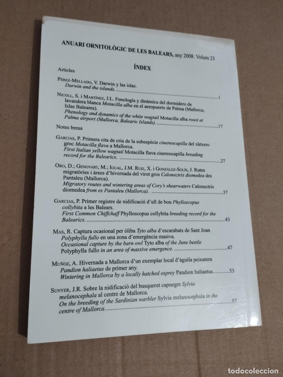 Libros de segunda mano: ANUARI ORNITOL&Ograve;GIC DE LES BALEARS, ANY 2008. VOLUM 23 - Foto 9