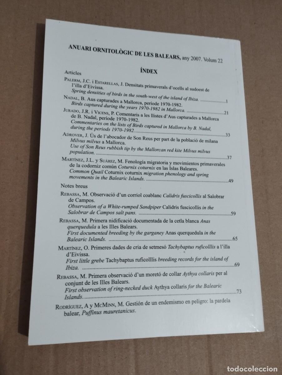 Libros de segunda mano: ANUARI ORNITOL&Ograve;GIC DE LES BALEARS, ANY 2007. VOLUM 22 - Foto 9