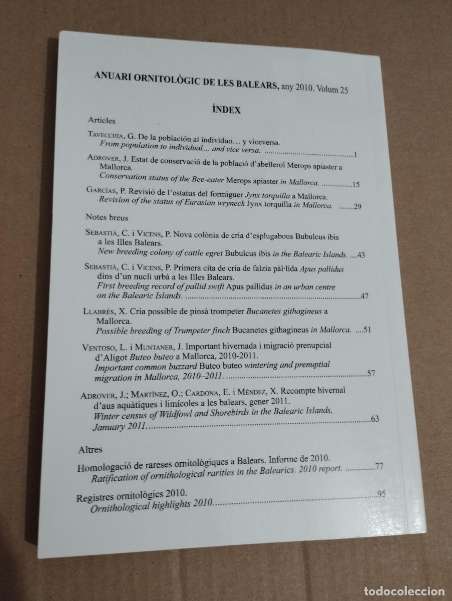 Libros de segunda mano: ANUARI ORNITOL&Ograve;GIC DE LES BALEARS, ANY 2010. VOLUM 25 - Foto 8