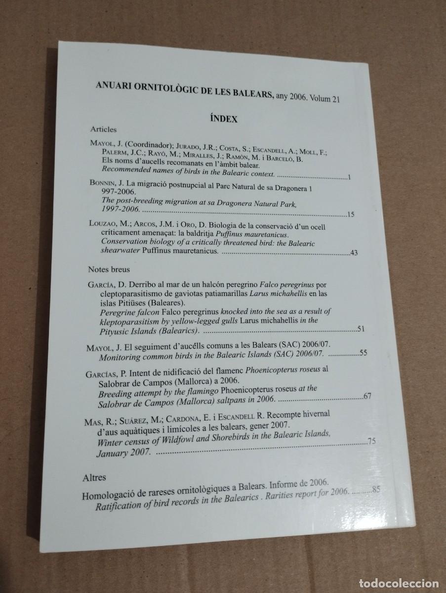 Libros de segunda mano: ANUARI ORNITOL&Ograve;GIC DE LES BALEARS, ANY 2006. VOLUM 21 - Foto 7