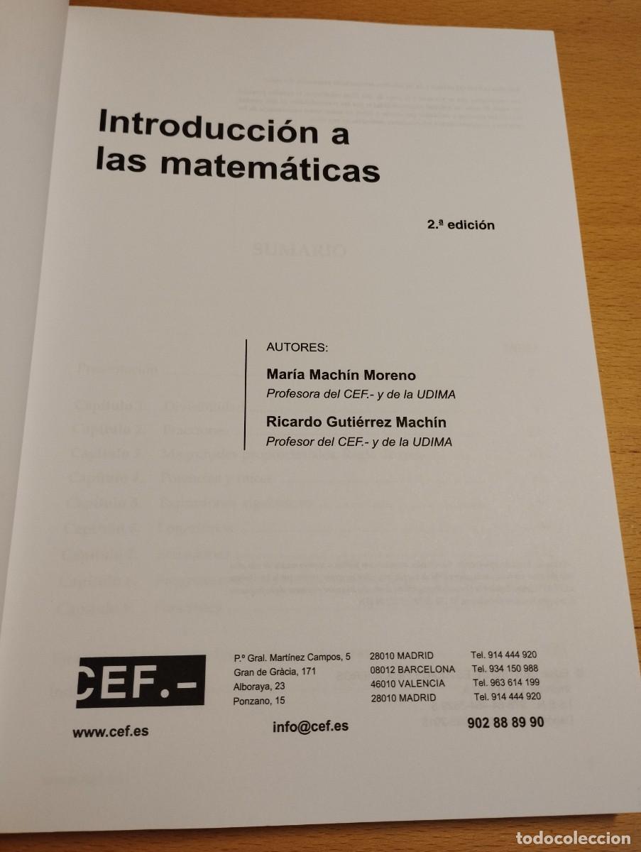 Libros de segunda mano de ciencias: INTRODUCCI&Oacute;N A LAS MATEM&Aacute;TICAS (MAR&Iacute;A MACH&Iacute;N / RICARDO GUTI&Eacute;RREZ) CEF - Foto 2
