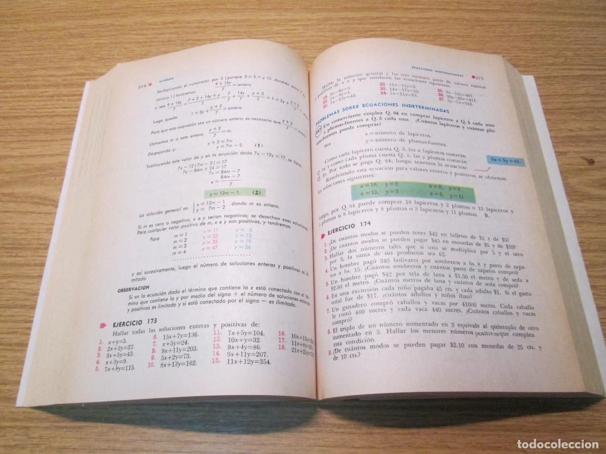 Libros de segunda mano de ciencias: ALGEBRA. AURELIO BALDOR. CON GRAFICOS Y 6523 EJERCICIOS Y PROBLEMAS CON RESPUESTAS. 1992 - Foto 10