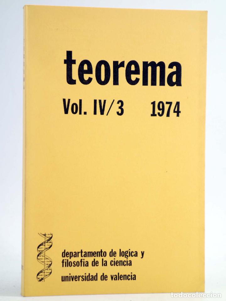 Second hand books of Sciences: REVISTA TEOREMA VOL. IV/3 1974. DEPARTAMENTO DE L&Oacute;GICA Y FILOSOF&Iacute;A DE LA CIENCIA (Vvaa) UV, 1974