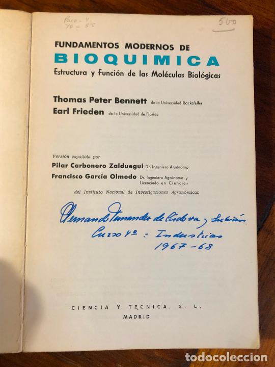 Libros de segunda mano de ciencias: Fundamentos modernos de bioqu&iacute;mica. Estructura y funci&oacute;n de las mol&eacute;culas biol&oacute;gicas Bennett Friede - Foto 5