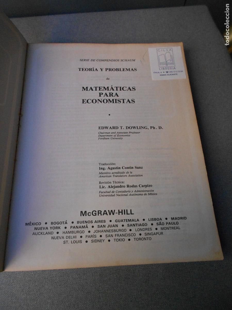 Libros de segunda mano de ciencias: MATEMATICAS PARA ECONOMISTAS - Foto 2