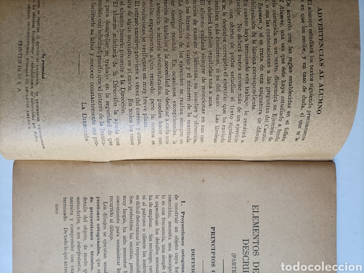 Libros de segunda mano de ciencias: Elementos de geometr&iacute;a descriptiva. Parte 1 y 2 . Escuelas internacionales temas matem&aacute;ticas - Foto 5