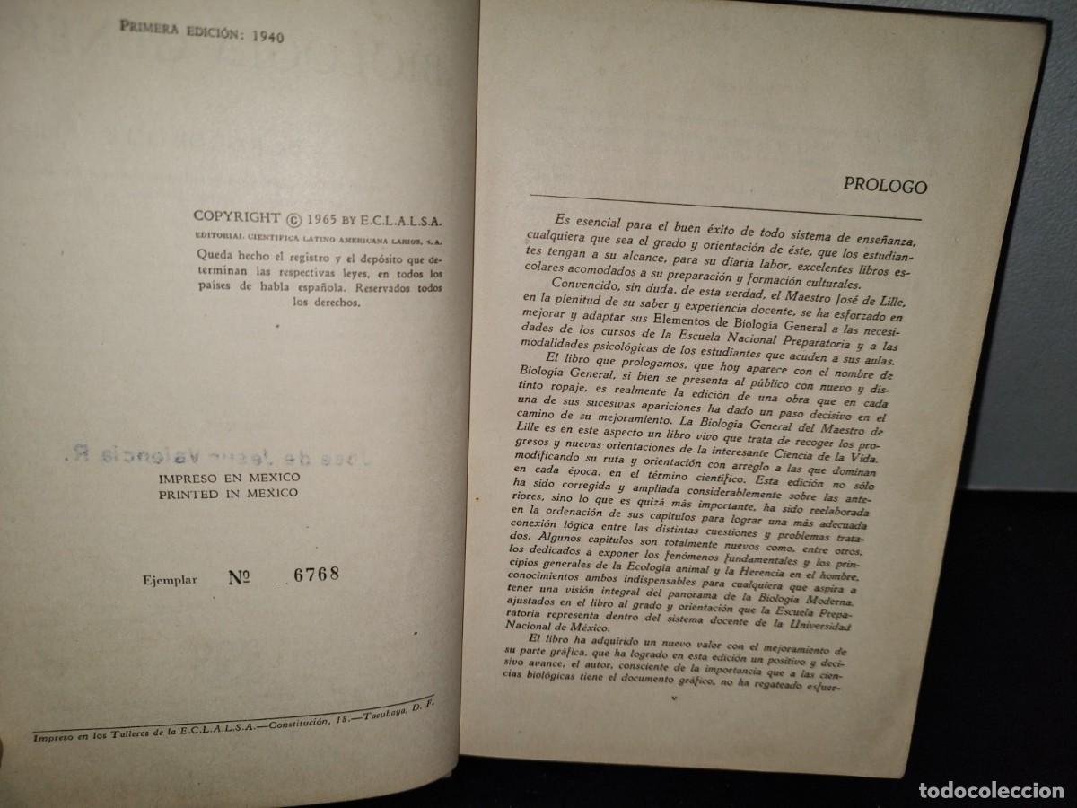 Libros de segunda mano: 51- BIOLOG&Iacute;A GENERAL. DR. JOS&Eacute; DE LILLE - 1965 - Foto 4