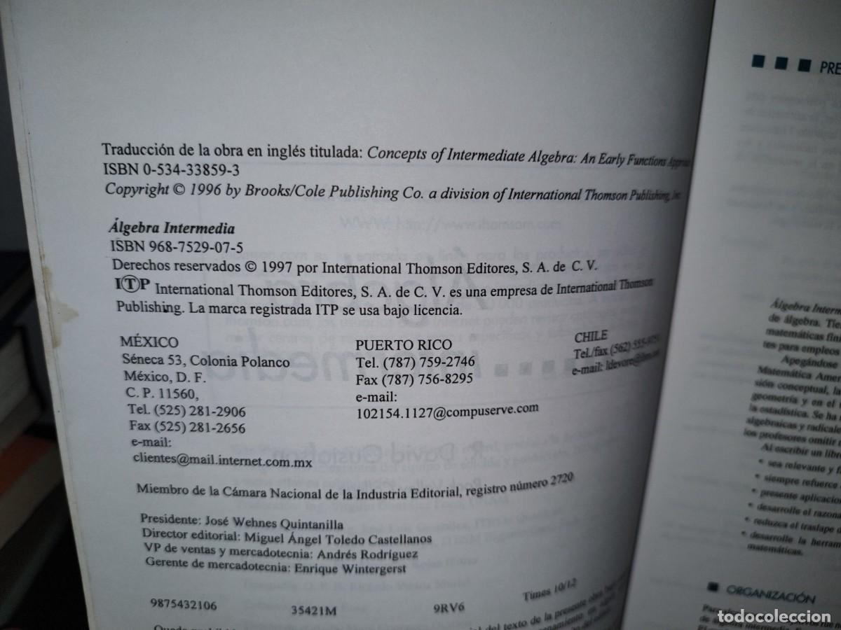 Libros de segunda mano de ciencias: 52- &Aacute;LGEBRA INTERMEDIA - R. DAVID GUSTAFSON - Foto 3