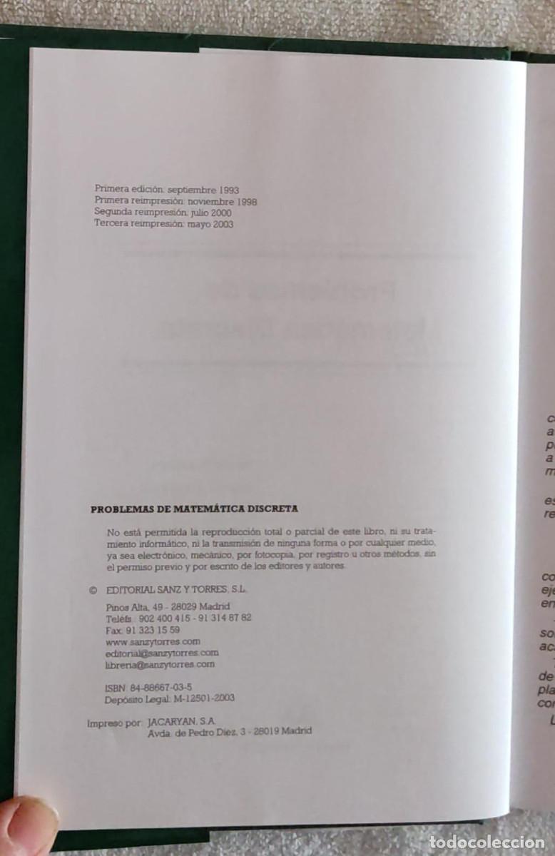 Libros de segunda mano de ciencias: PROBLEMAS DE MATEM&Aacute;TICA DISCRETA. - Foto 4