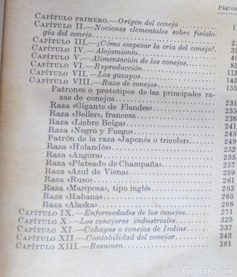 Libros de segunda mano: CONEJOS Y CONEJERAS - Ram&oacute;n J. Crespo - Ed. Espasa Calpes 1930 - Foto 8