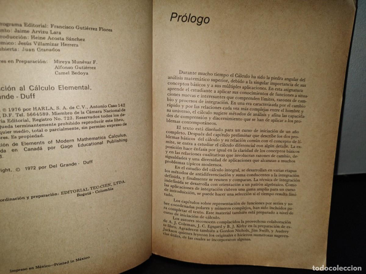 Libros de segunda mano de ciencias: 55- INTRODUCCI&Oacute;N AL C&Aacute;LCULO ELEMENTAL - DEL GRANDE DUFF - Foto 4