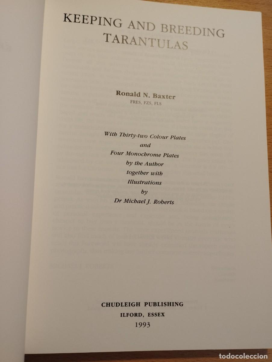 Libros de segunda mano: KEEPING AND BREEDING TARANTULAS (RONALD N. BAXTER) - Foto 2