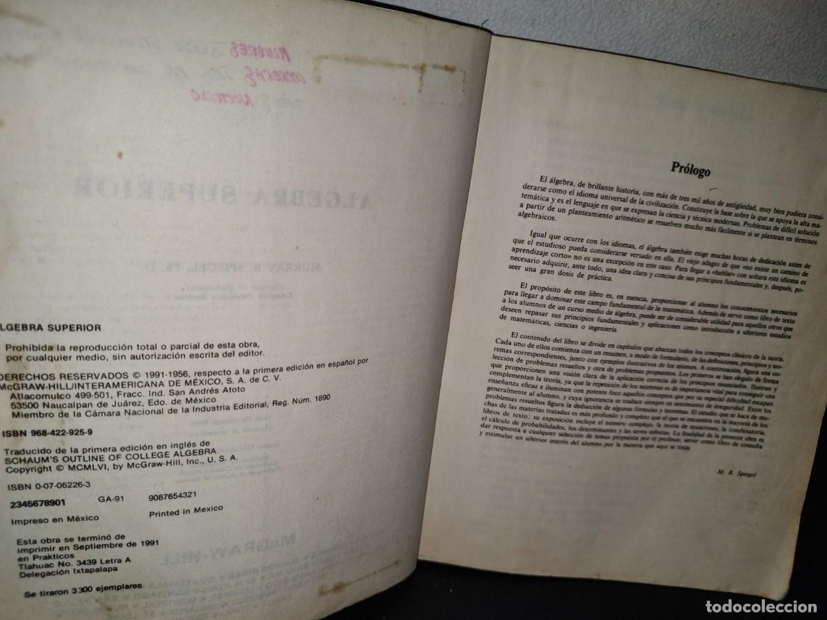 Libros de segunda mano de ciencias: 58- Schaum. &Aacute;lgebra Superior - Murray R. Spiegel - Foto 4