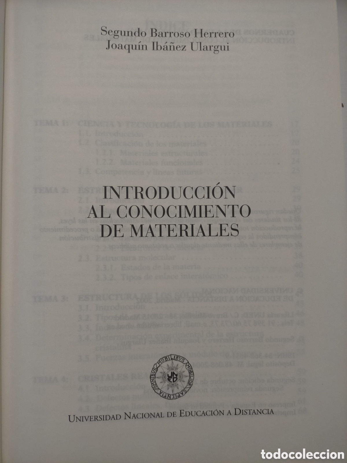 Libros de segunda mano de ciencias: INTRODUCCION AL CONOCIMIENTO DE LOS MATERIALES. UNED. 2004 - Foto 3