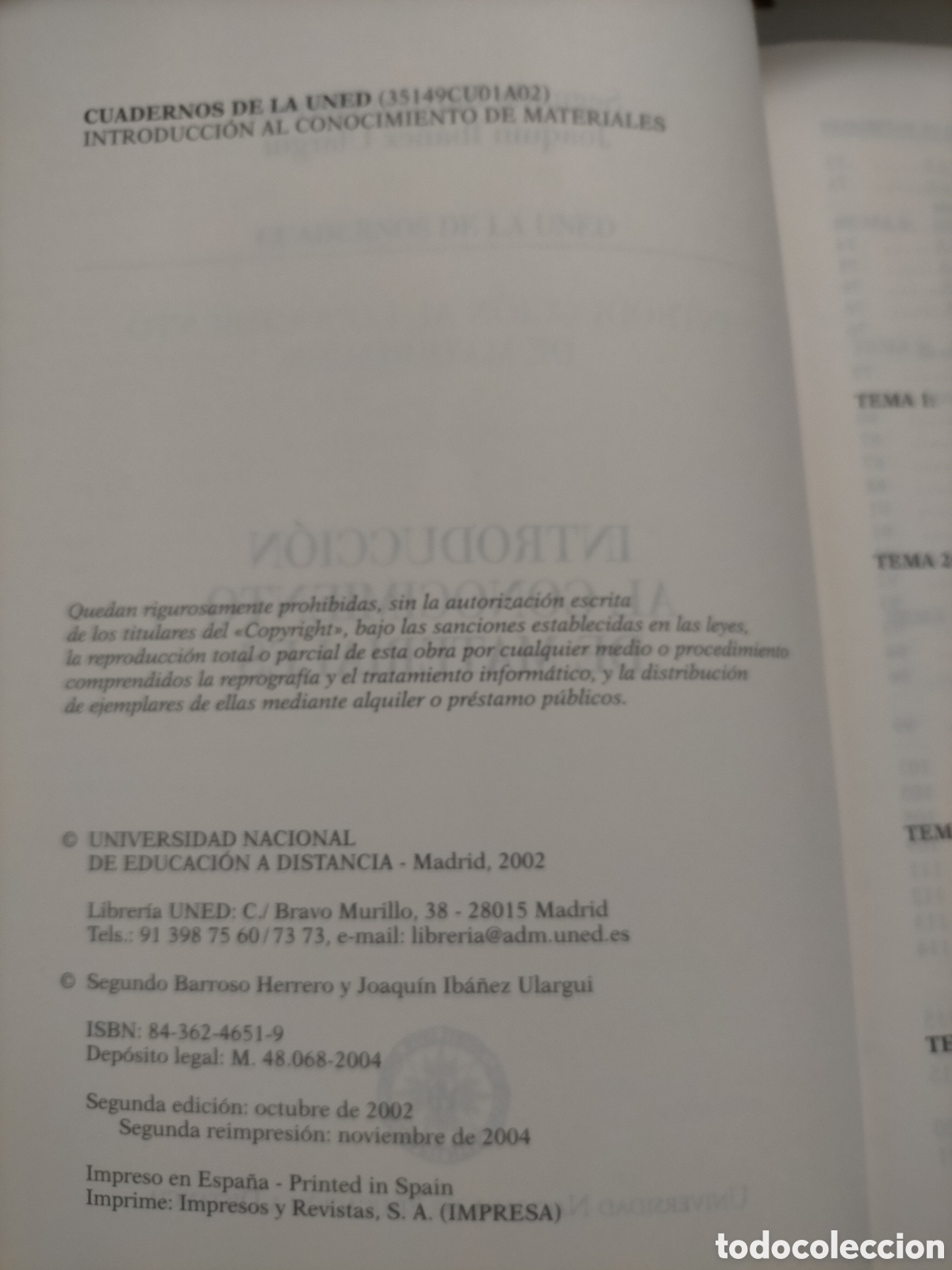 Libros de segunda mano de ciencias: INTRODUCCION AL CONOCIMIENTO DE LOS MATERIALES. UNED. 2004 - Foto 4