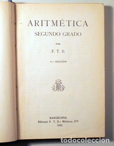 Libros de segunda mano de ciencias: ARITM&Eacute;TICA. Segundo Grado - Barcelona 1923 - Foto 2
