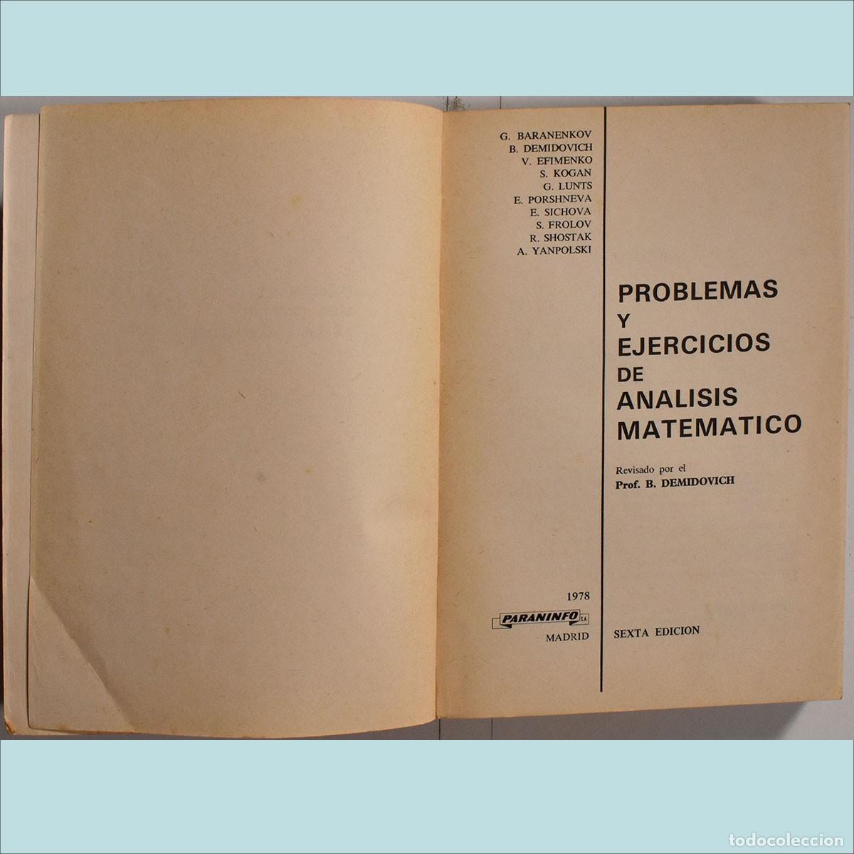 Libros de segunda mano de ciencias: LIBRO T&Eacute;CNICO. PROBLEMAS Y EJERCICIOS de ANALISIS MATEM&Aacute;TICO - Foto 2