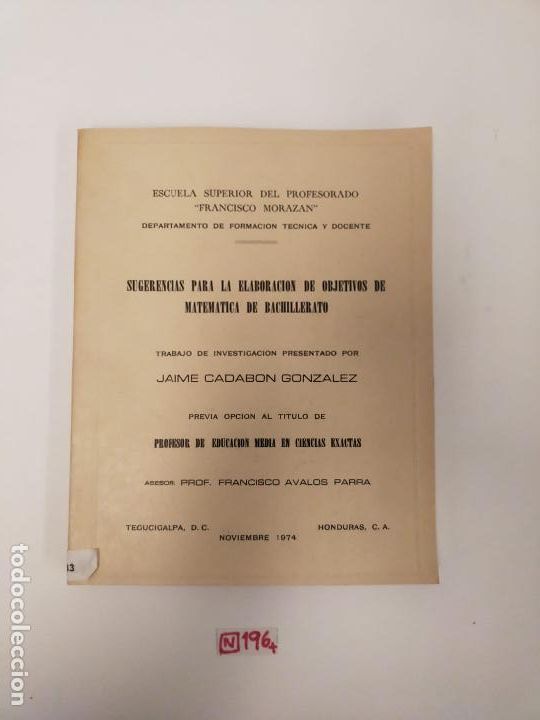 Libros de segunda mano de Ciencias: Sugerencias para la elaboraci&oacute;n de Objetivos de Matem&aacute;tica de bachillerato