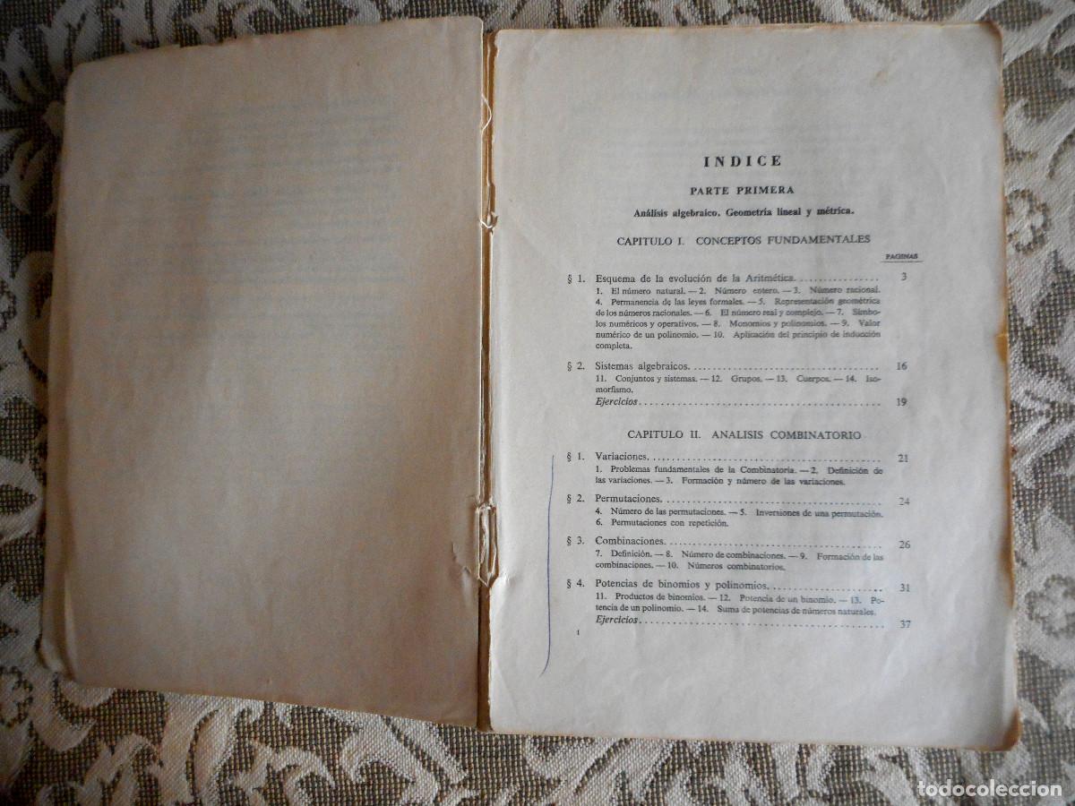 Libros de segunda mano de ciencias: ELEMENTOS DE MATEM&Aacute;TICAS - REY PASTOR , A DE CASTRO 3&ordf; EDICI&Oacute;N 1.964 - Foto 5