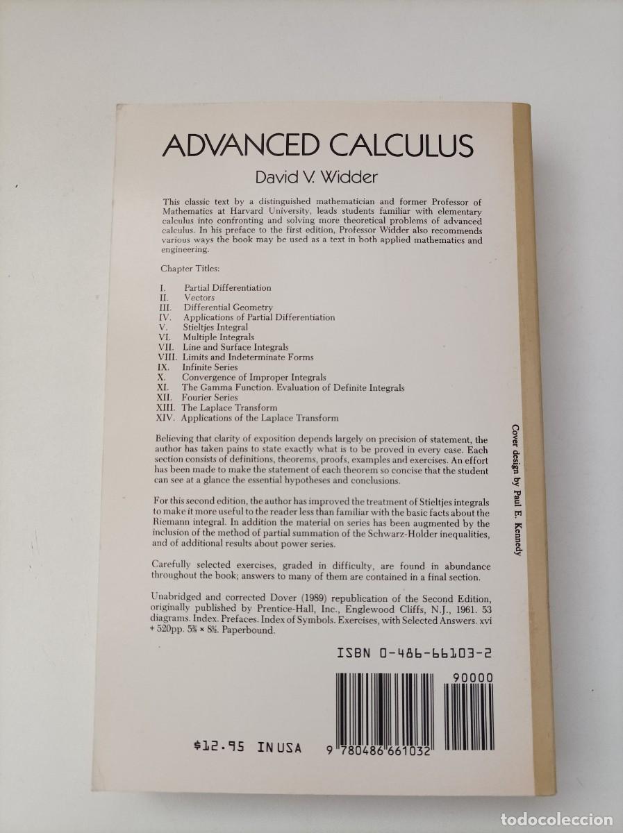 Libros de segunda mano de ciencias: Advanced Calculus (2nd Edici&oacute;n). David V. Widder. Courier Corporation, 1989. Edici&oacute;n en Ingl&eacute;s. - Foto 6