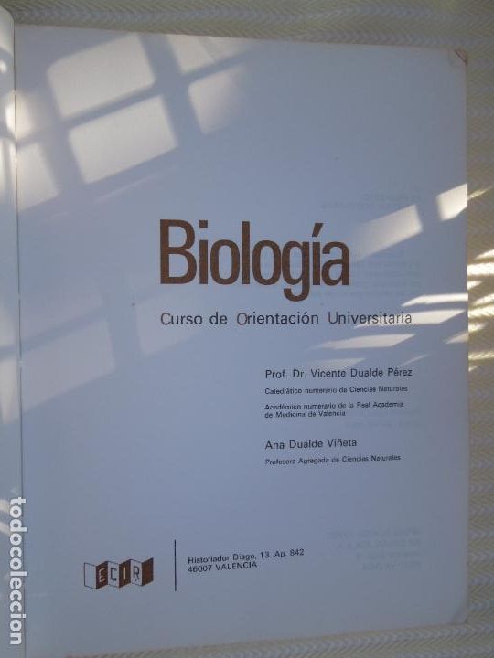 Libros de segunda mano de ciencias: BIOLOG&Iacute;A - V. DUALDE - C.O.U. - LIBRO DE TEXTO - ECIR EDITORIAL 1998. - Foto 2