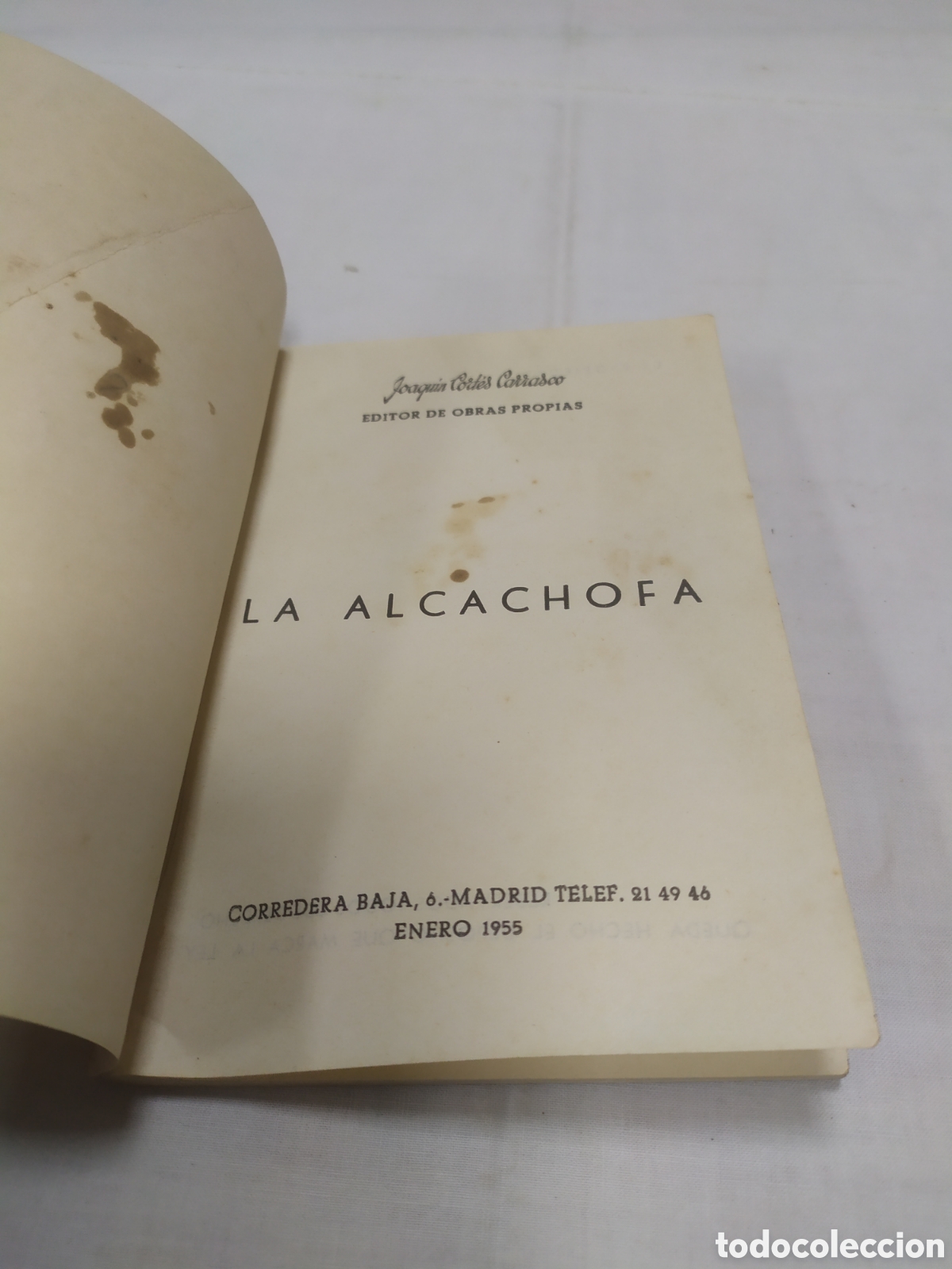 Libros de segunda mano: La alcachofa. Joaqu&iacute;n Cort&eacute;s, 1955 - Foto 3