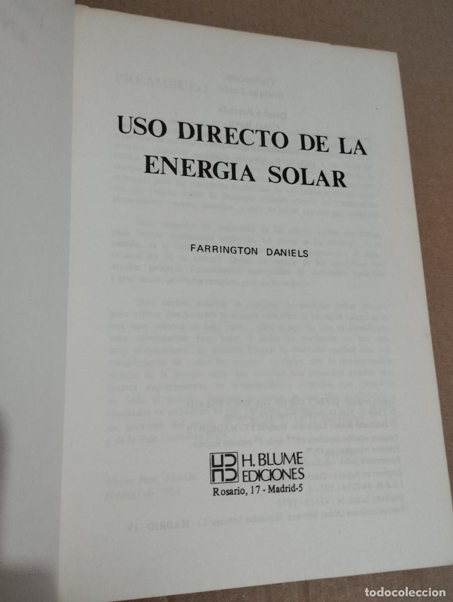 Libros de segunda mano de ciencias: USO DIRECTO DE LA ENERG&Iacute;A SOLAR (FARRINGTON DANIELS) - Foto 2