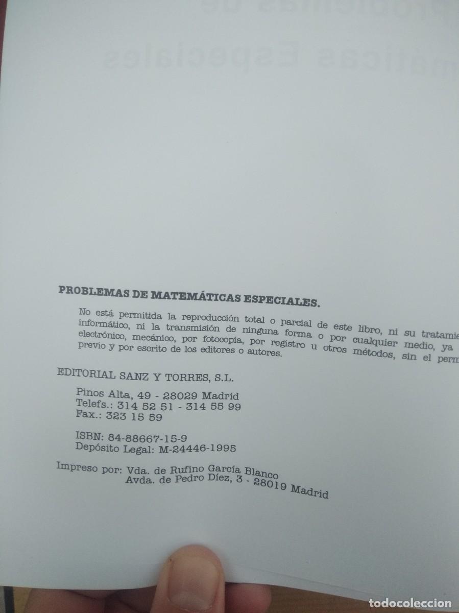 Libros de segunda mano de ciencias: Libro Problemas de Matematicas Especiales- Sanz y torres - Foto 4