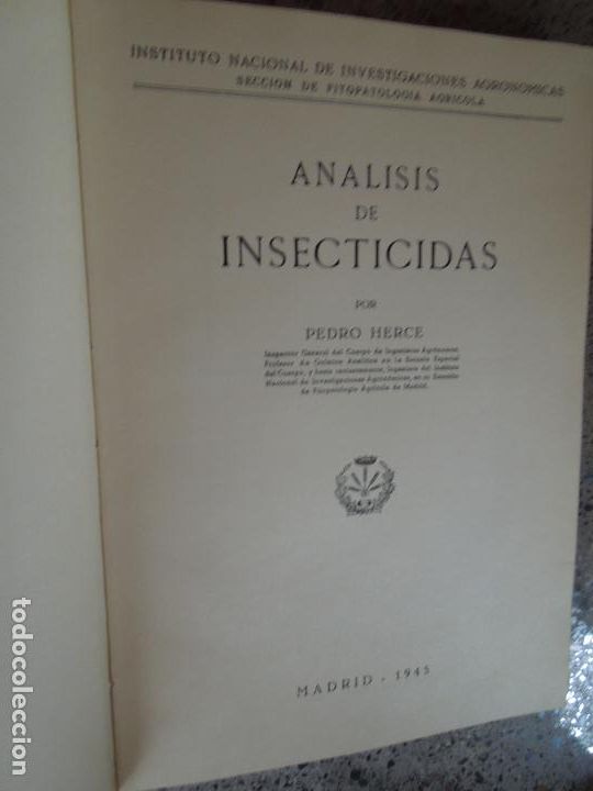 Libros de segunda mano: ANALISIS DE INSECTICIDAS - PEDRO HERCE - MADRID 1945 - Foto 2