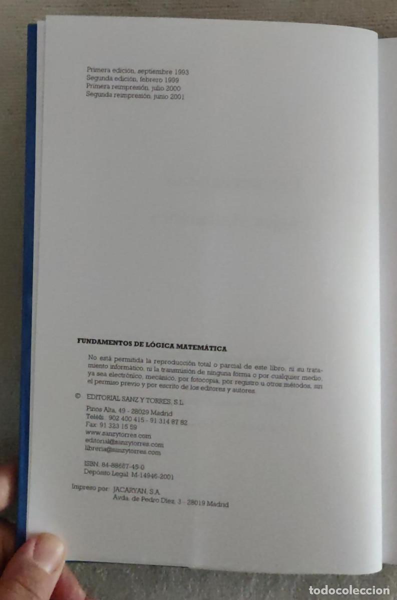 Libros de segunda mano de ciencias: FUNDAMENTOS DE L&Oacute;GICA MATEM&Aacute;TICA. - Foto 4