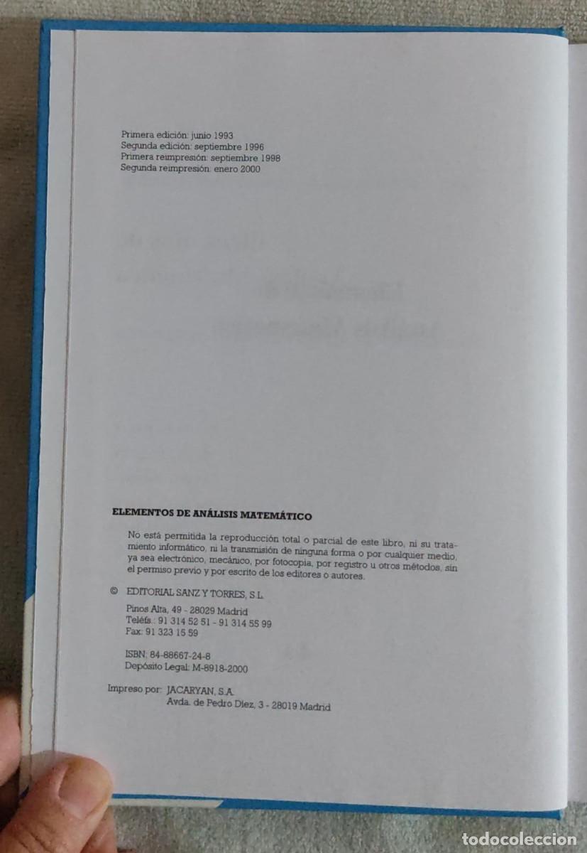 Libros de segunda mano de ciencias: Elementos de An&aacute;lisis Matem&aacute;tico. - Foto 4