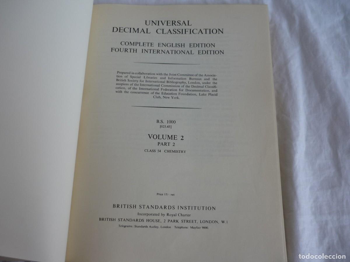 Libros de segunda mano de ciencias: Universal decimal classification, english edition, chemistry - Foto 5