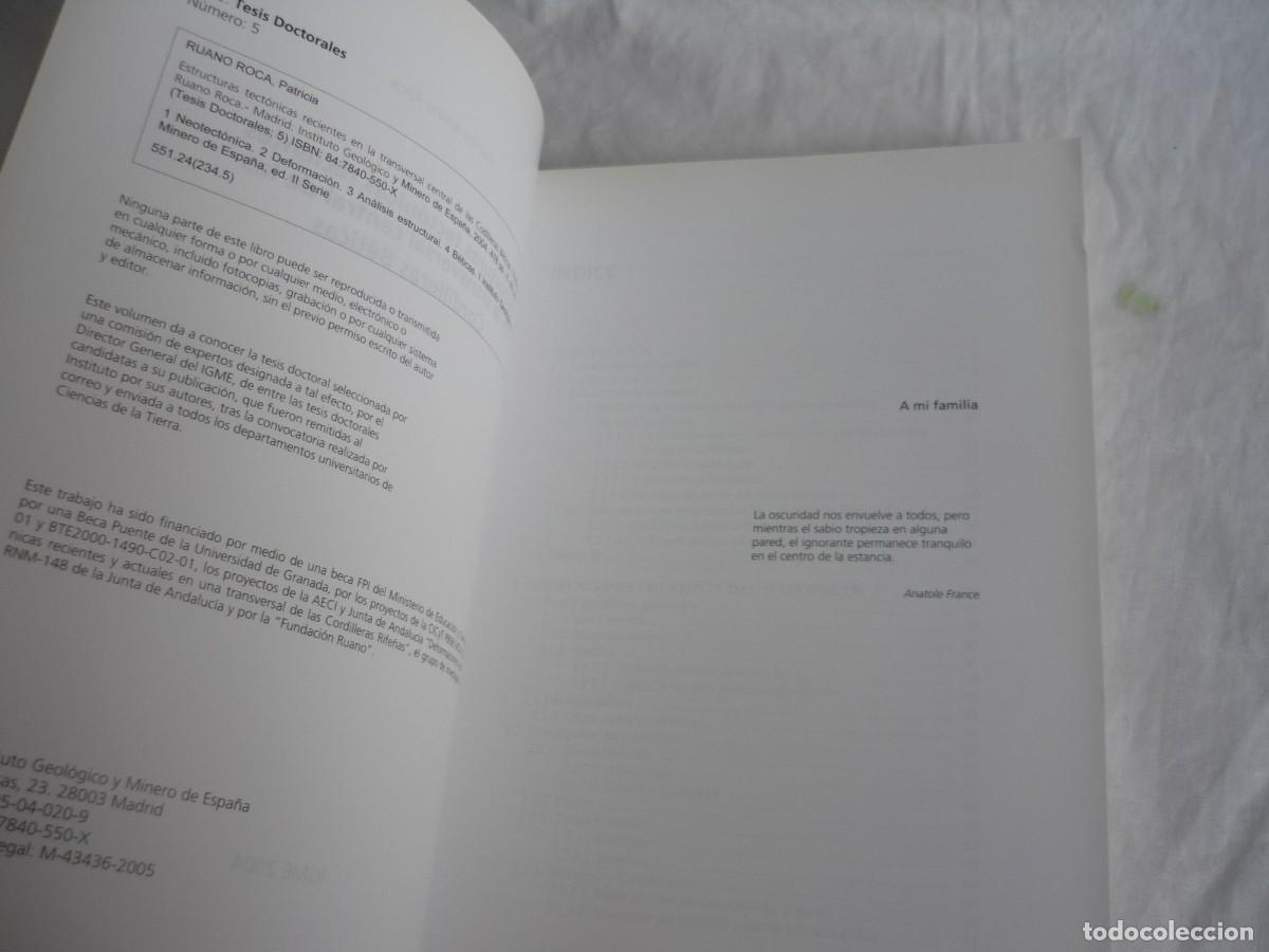Libros de segunda mano: Estructuras tect&oacute;nicas recientes en la transversal central de las Cordilleras B&eacute;ticas, 2004 - Foto 6