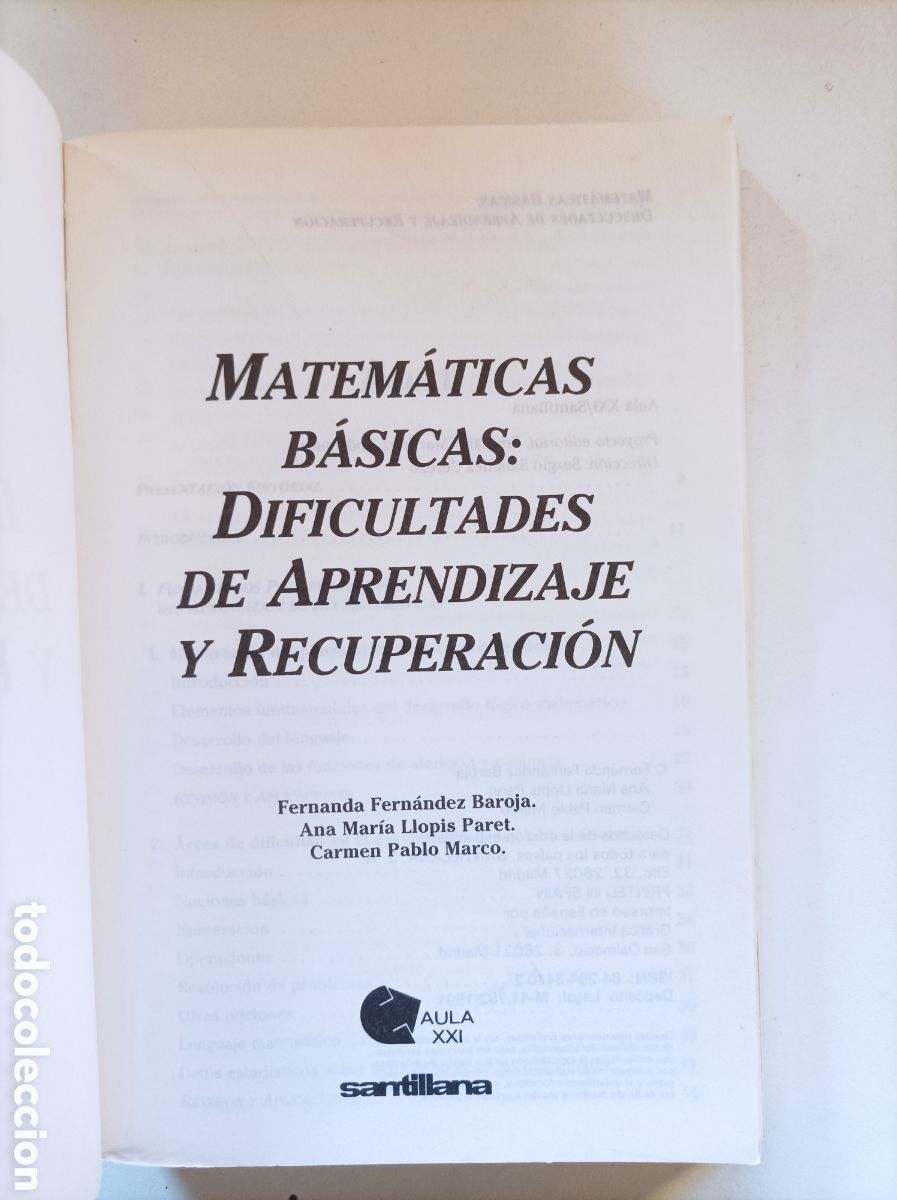 Libros de segunda mano de ciencias: Matem&aacute;ticas b&aacute;sicas: dificultades de aprendizaje y recuperaci&oacute;n - Foto 3