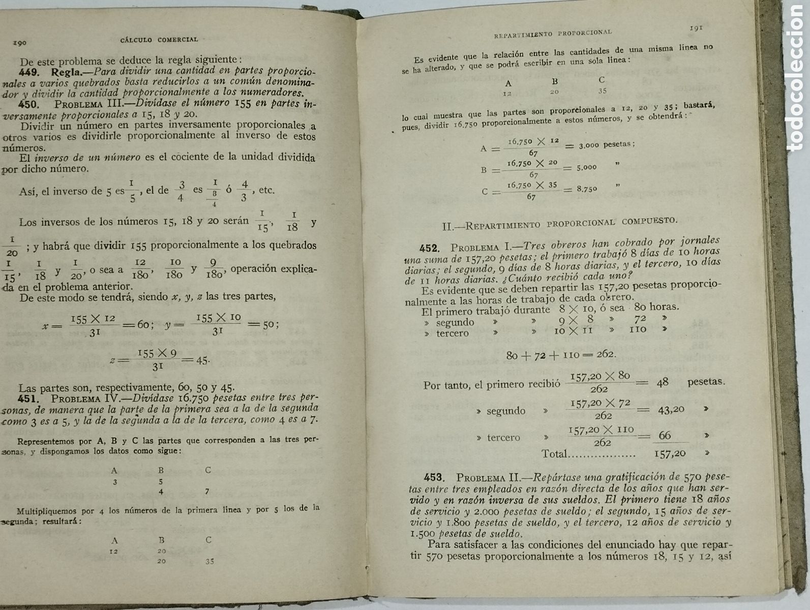 Libros de segunda mano de ciencias: C&aacute;lculo Comercial &ndash; Editorial Bru&ntilde;o &ndash; 1941 - Foto 4