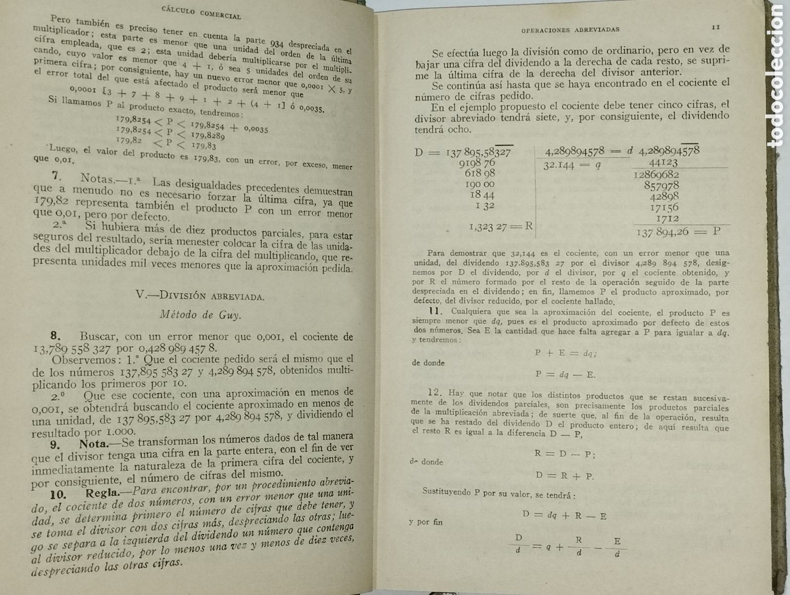 Libros de segunda mano de ciencias: C&aacute;lculo Comercial &ndash; Editorial Bru&ntilde;o &ndash; 1941 - Foto 5