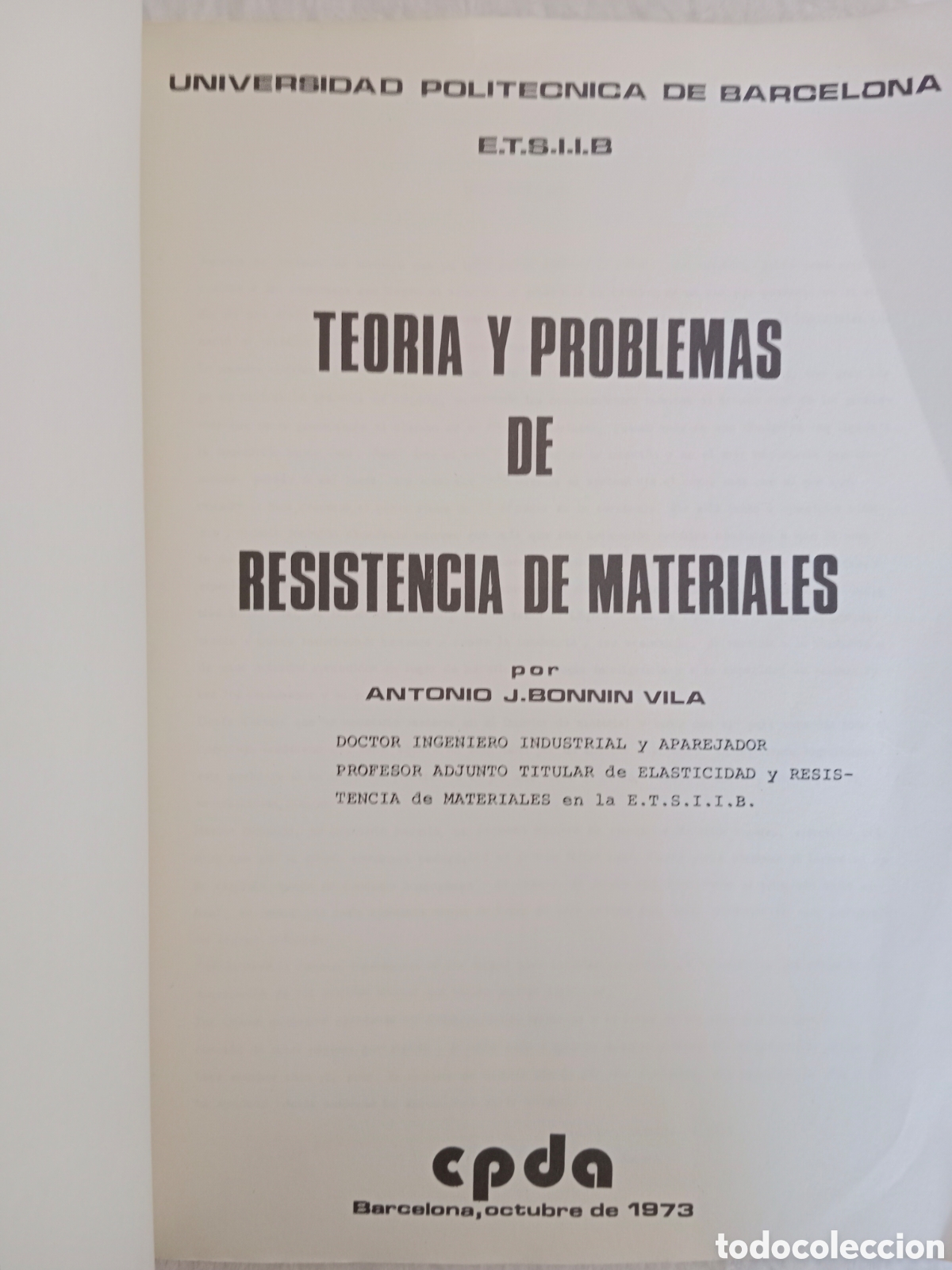 Libros de segunda mano de ciencias: TEOR&Iacute;A Y PROBLEMAS DE RESISTENCIA DE MATERIALES, ANTONIO BONN&Iacute;N VILA - Foto 2