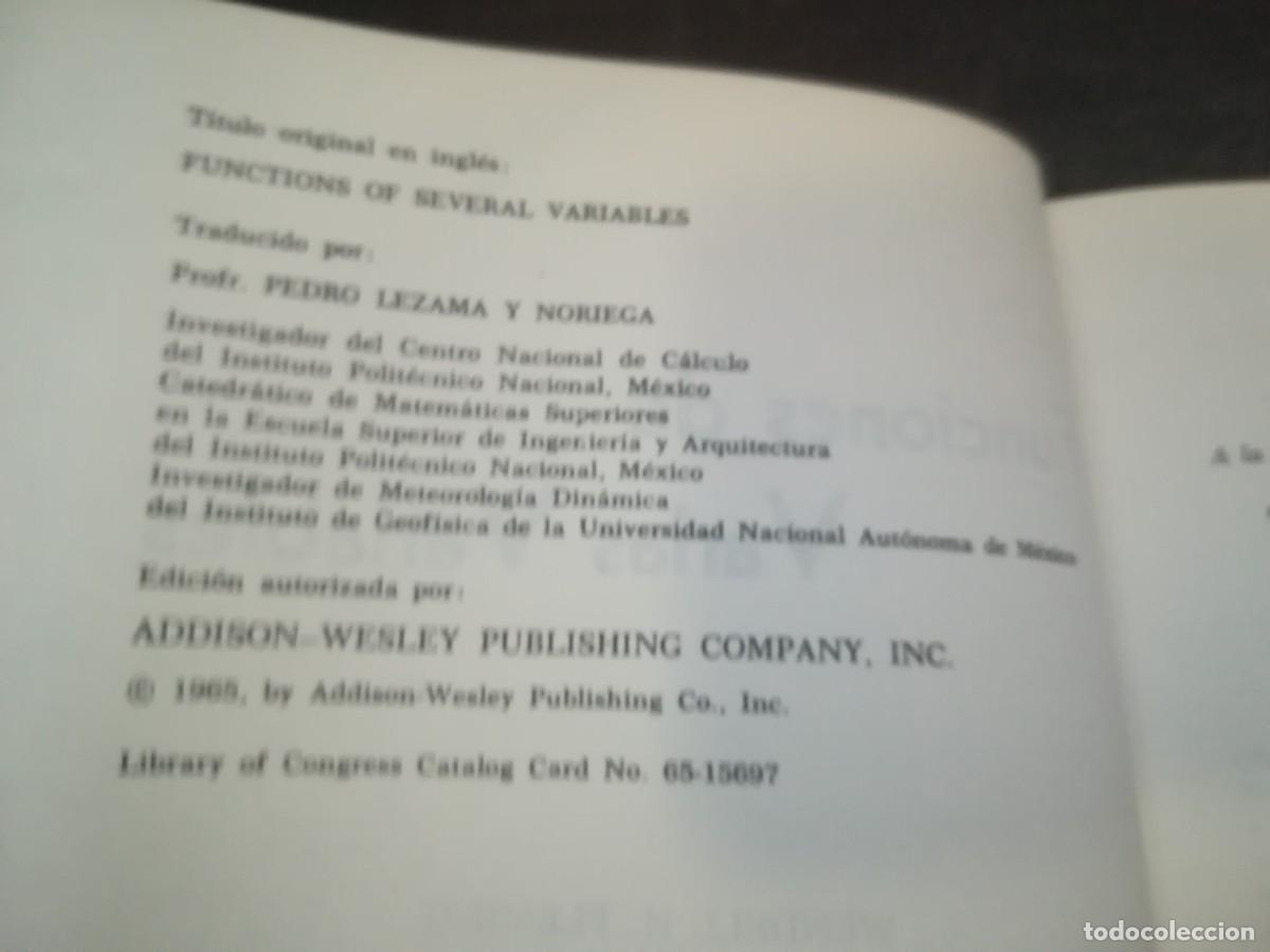 Libros de segunda mano de ciencias: FUNCIONES DE VARIAS VARIABLES / WENDELL H FLEMING / CONS241 / CONTINENTAL - Foto 6