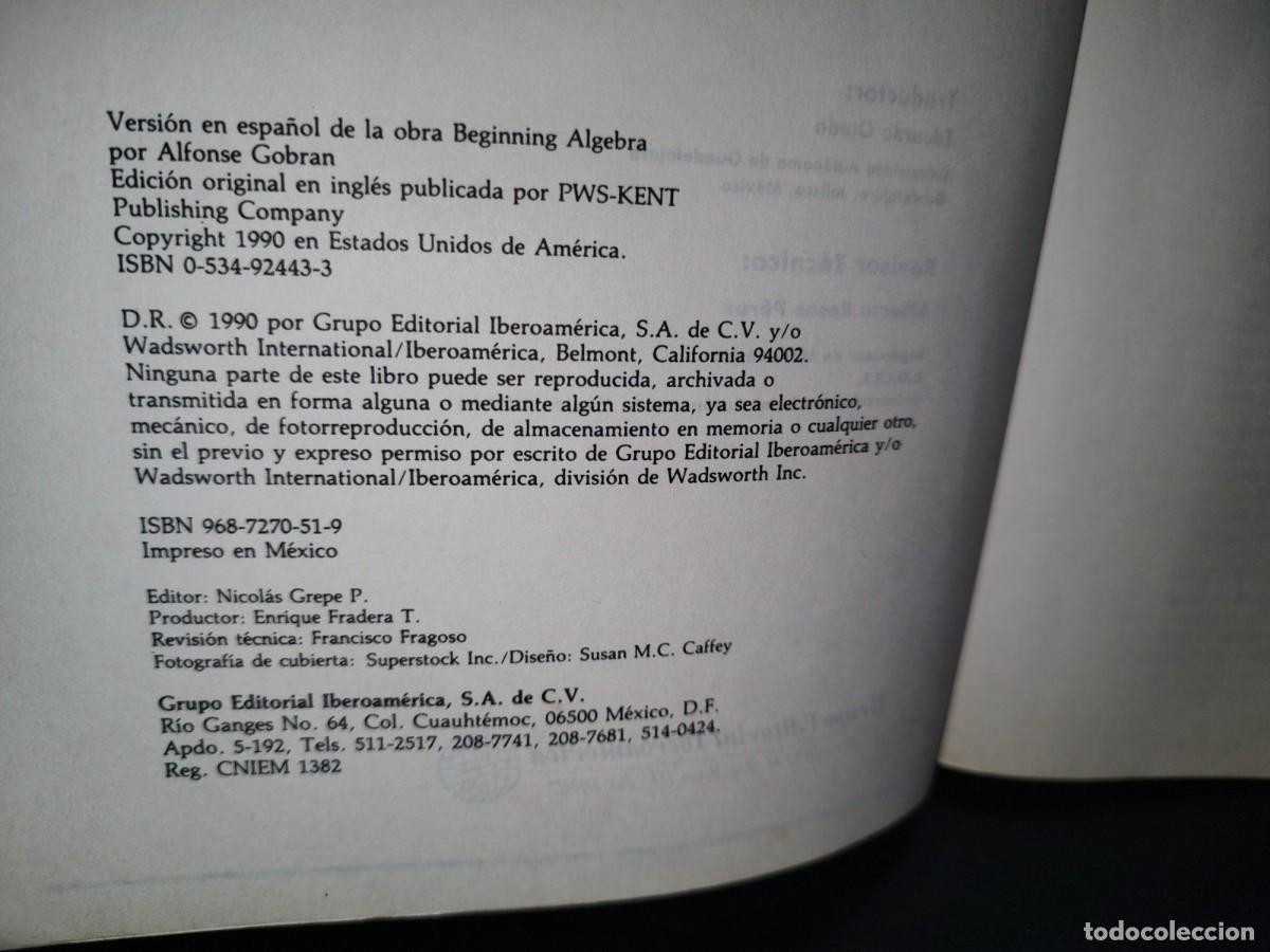 Libros de segunda mano de ciencias: 69- &Aacute;LGEBRA ELEMENTAL - ALFONSE GOBRAN - Foto 3
