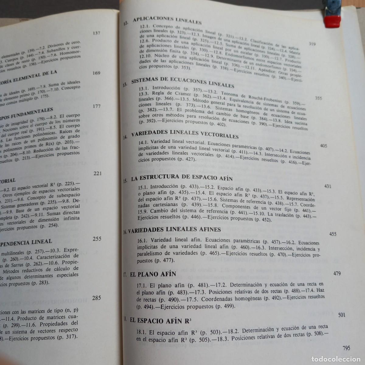 Libros de segunda mano de ciencias: &Aacute;LGEBRA LINEAL Y GEOMETR&Iacute;A. Curso te&oacute;rico-pr&aacute;ctico. MARFIL - Foto 3