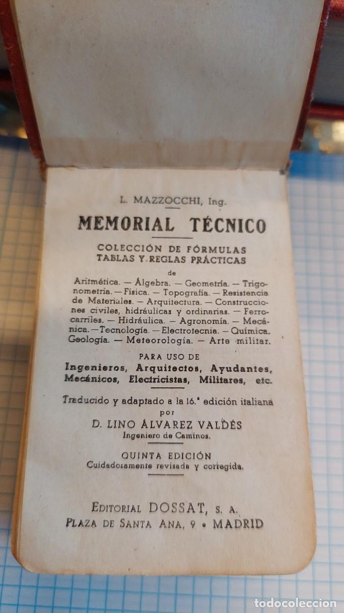 Libros de segunda mano de ciencias: L.Mazzocchi Memorial tecnico col de f&oacute;rmulas tablas y reglas practicas - Foto 3
