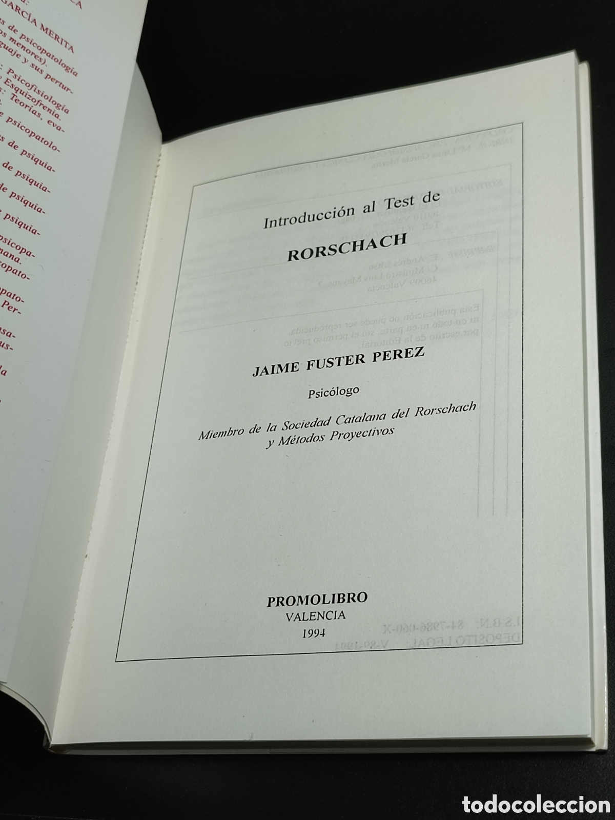 Libros de segunda mano de ciencias: Jaime Fuster Introducci&oacute;n Test Rorschach - Foto 3