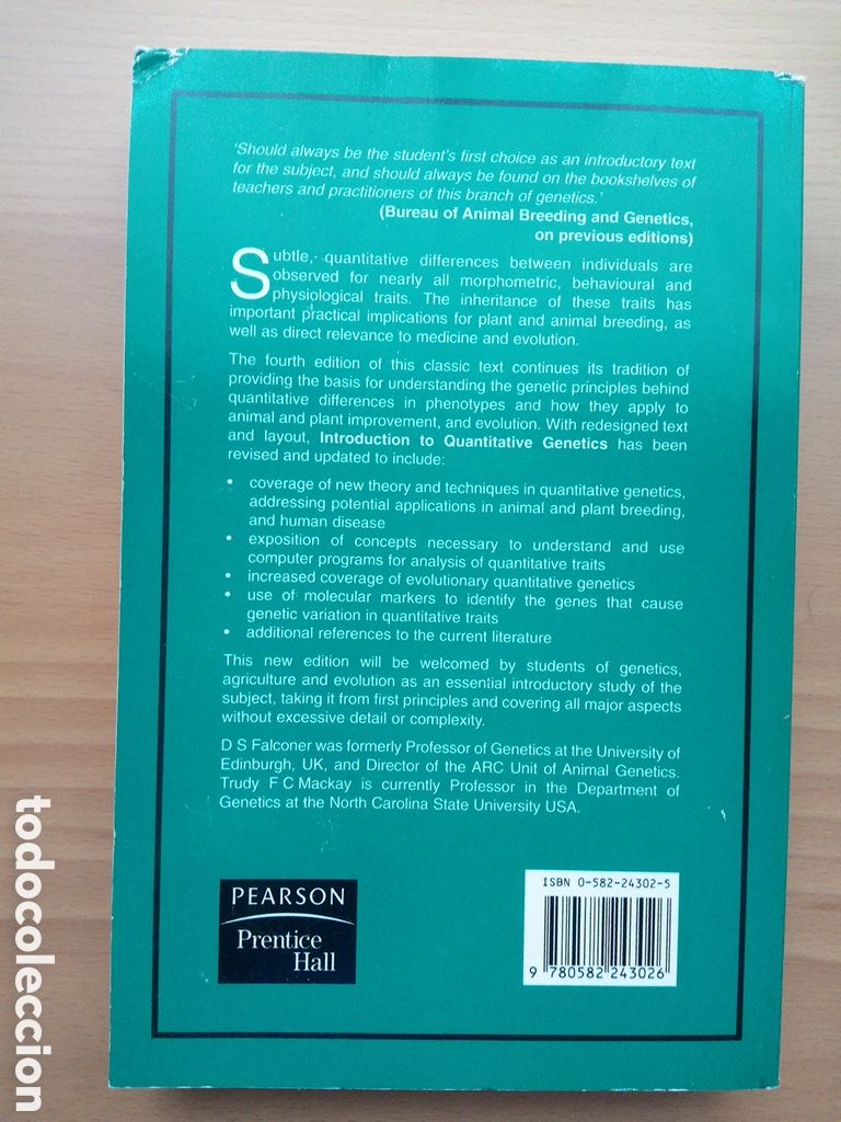 Libros de segunda mano de ciencias: Introduction to Quantitative Genetics - Falconer & Mackay -4a edition - pearson - Foto 2
