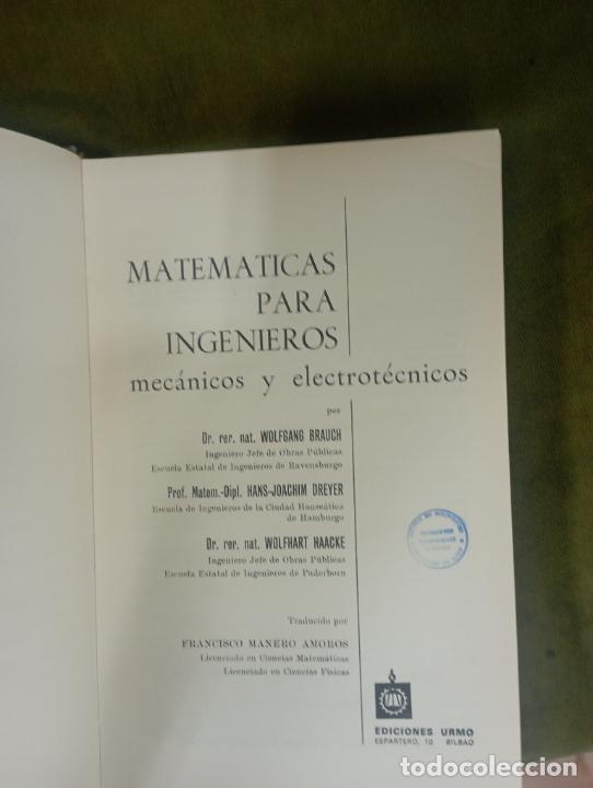 Libros de segunda mano de ciencias: BRAUCH DREYER MATEMATICAS PARA INGENIEROS URMO 1970 - Foto 2